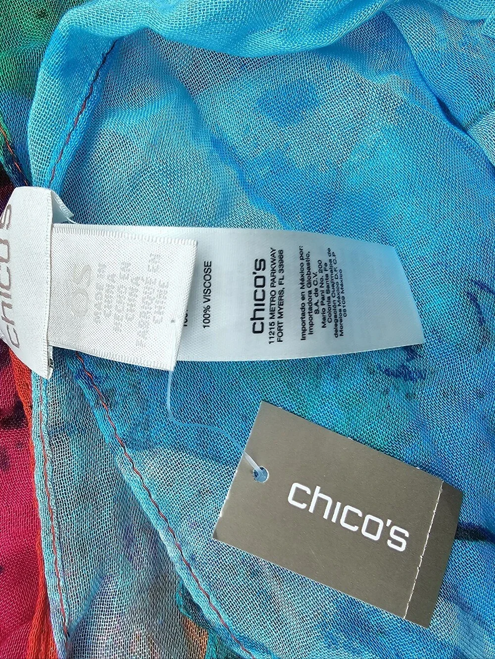 NWT Chico's Abstract Watercolor Floral Scarf Wrap Lightweight Sarong One Size
